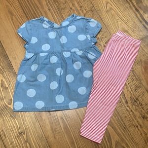 24 Months Chambray Polka Dots and Stripes Outfit